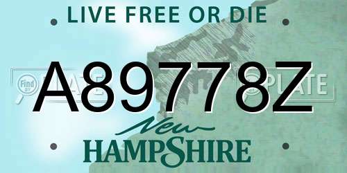 A89778Z New Hampshire License Plate