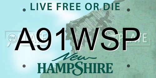 A91WSP New Hampshire License Plate