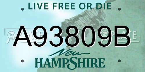 A93809B New Hampshire License Plate