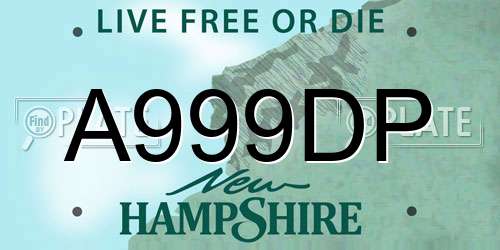 A999DP New Hampshire License Plate
