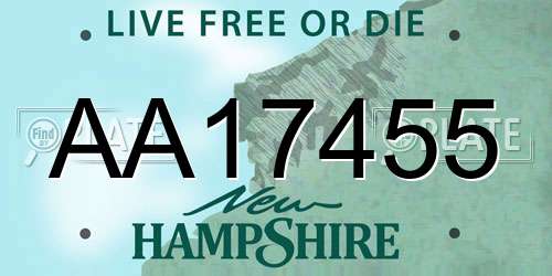 AA17455 New Hampshire License Plate
