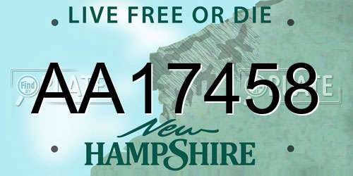 AA17458 New Hampshire License Plate