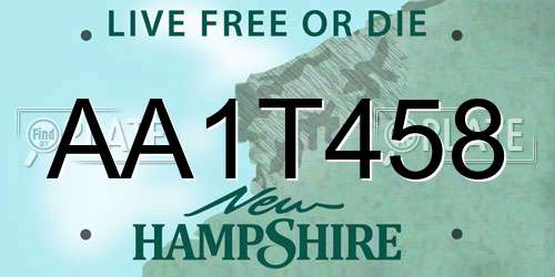 AA1T458 New Hampshire License Plate
