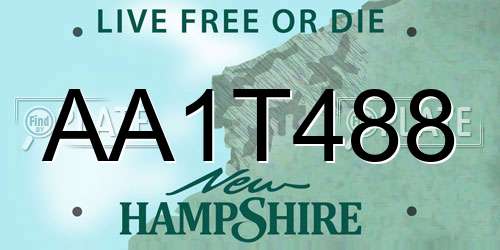 AA1T488 New Hampshire License Plate