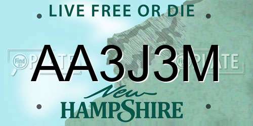 AA3J3M New Hampshire License Plate