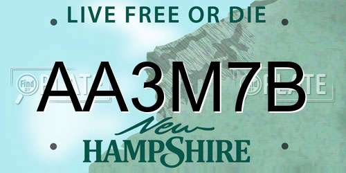 AA3M7B New Hampshire License Plate
