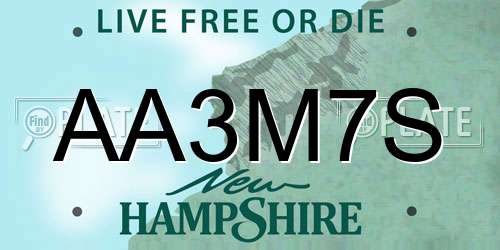 AA3M7S New Hampshire License Plate