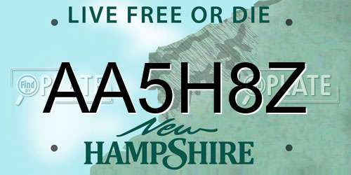 AA5H8Z New Hampshire License Plate
