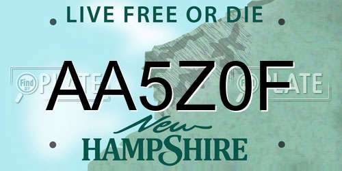 AA5Z0F New Hampshire License Plate