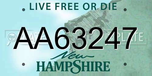 AA63247 New Hampshire License Plate
