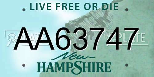 AA63747 New Hampshire License Plate