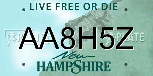 AA8H5Z New Hampshire License Plate