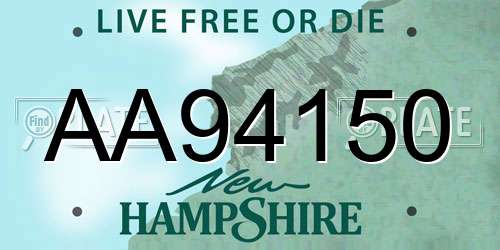 AA94150 New Hampshire License Plate