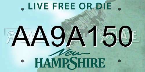 AA9A150 New Hampshire License Plate