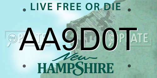 AA9D0T New Hampshire License Plate