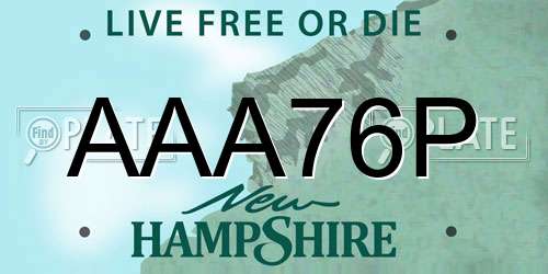 AAA76P New Hampshire License Plate