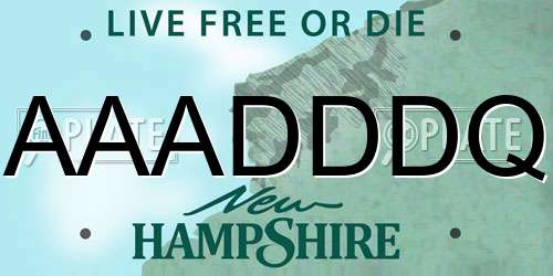AAADDDQ New Hampshire License Plate