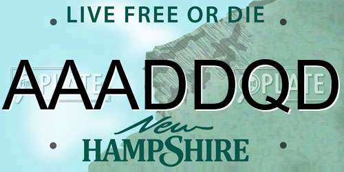 AAADDQD New Hampshire License Plate