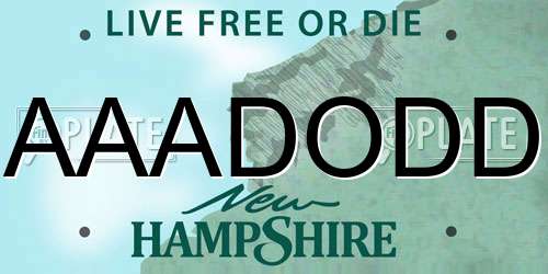 AAADODD New Hampshire License Plate