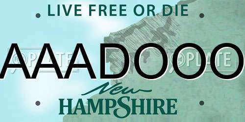 AAADOOO New Hampshire License Plate