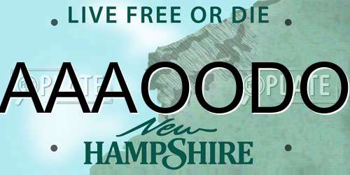 AAAOODO New Hampshire License Plate