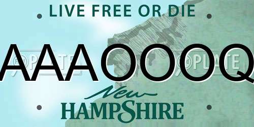 AAAOOOQ New Hampshire License Plate