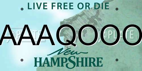 AAAQOOO New Hampshire License Plate