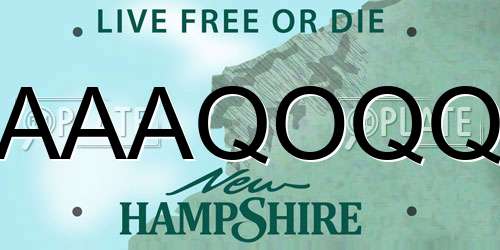 AAAQOQQ New Hampshire License Plate