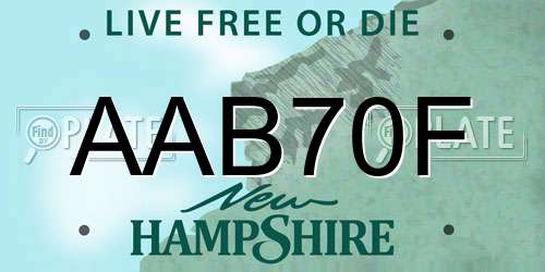 AAB70F New Hampshire License Plate