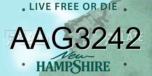 AAG3242 New Hampshire License Plate