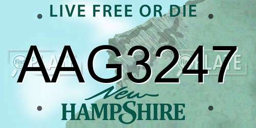 AAG3247 New Hampshire License Plate