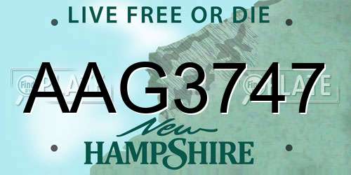 AAG3747 New Hampshire License Plate