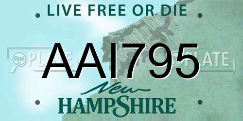 AAI795 New Hampshire License Plate
