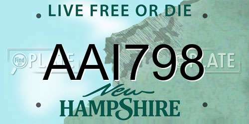 AAI798 New Hampshire License Plate
