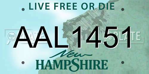 AAL1451 New Hampshire License Plate