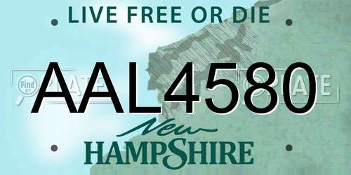 AAL4580 New Hampshire License Plate