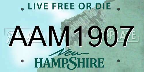 AAM1907 New Hampshire License Plate