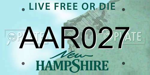 AAR027 New Hampshire License Plate