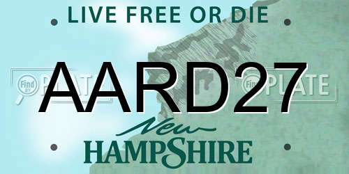 AARD27 New Hampshire License Plate