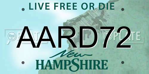 AARD72 New Hampshire License Plate