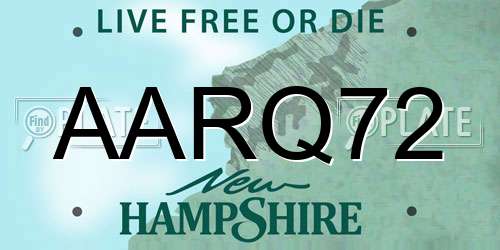 AARQ72 New Hampshire License Plate