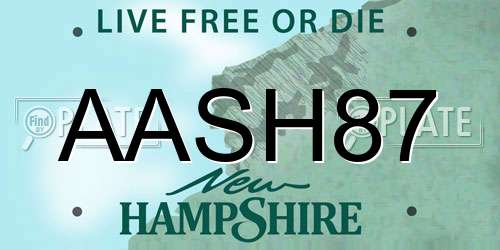 AASH87 New Hampshire License Plate