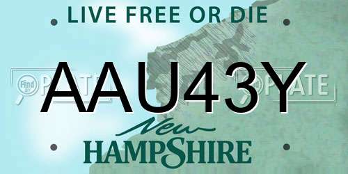 AAU43Y New Hampshire License Plate