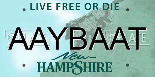 AAYBAAT New Hampshire License Plate