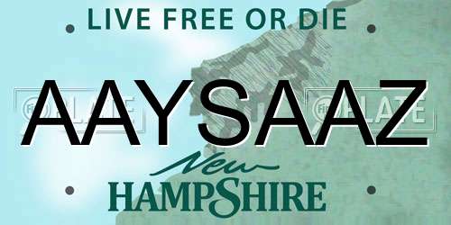 AAYSAAZ New Hampshire License Plate