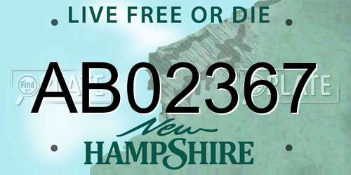 AB02367 New Hampshire License Plate