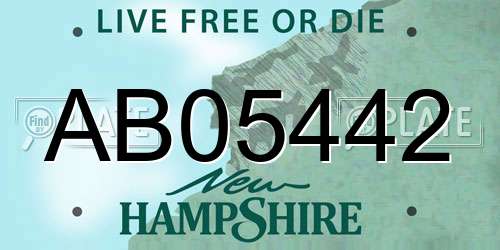 AB05442 New Hampshire License Plate