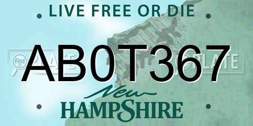AB0T367 New Hampshire License Plate