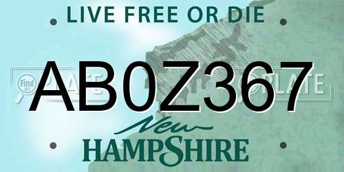 AB0Z367 New Hampshire License Plate
