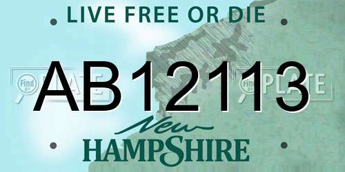 AB12113 New Hampshire License Plate